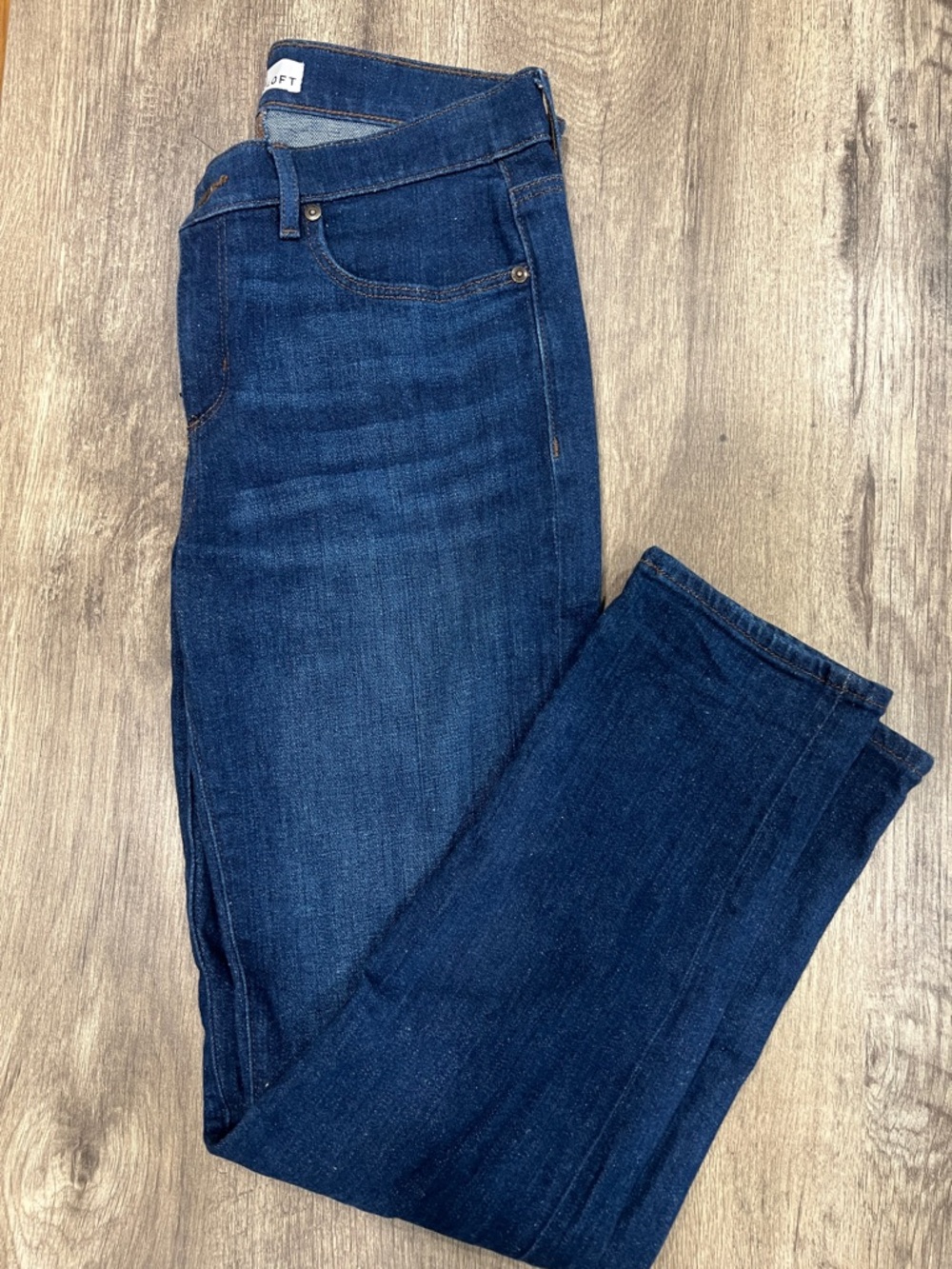 LOFT Dark Blue Denim Jeans with Contrast Stitching